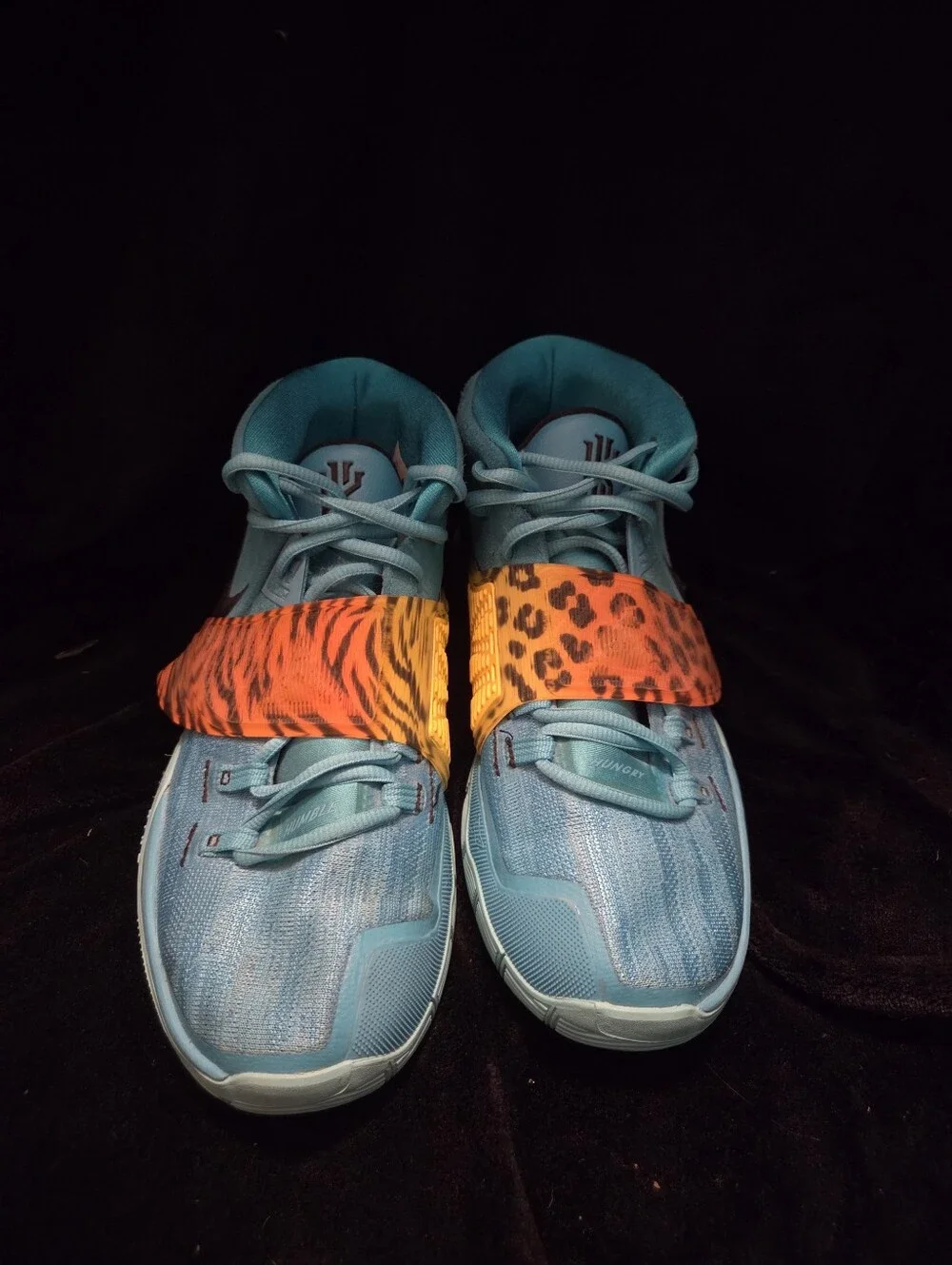 Nike Teal High-Top Shoes with Neon Orange Leopard Strap